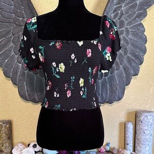 SWS Floral Black crop Top